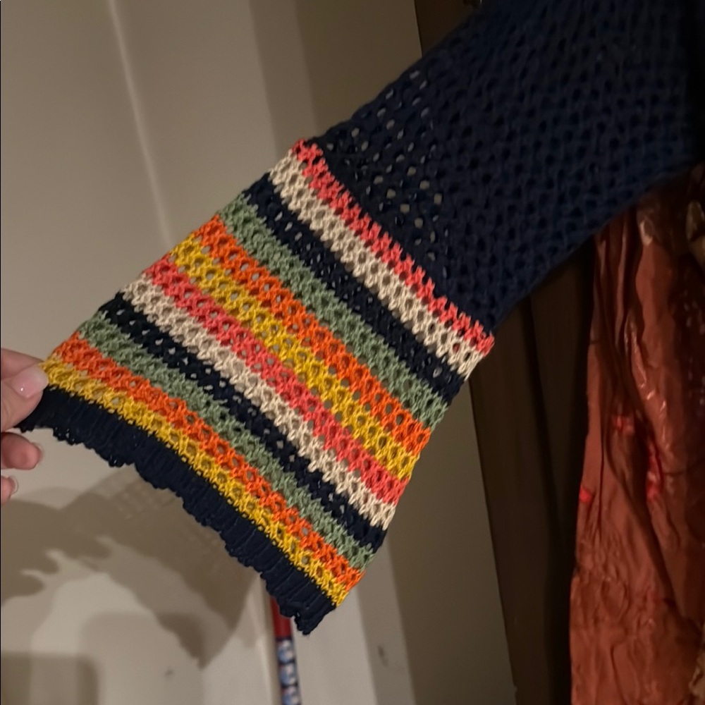 Absolutely Famous Blue and Yellow Knit Cardigan Sweater - Picture 3 of 4